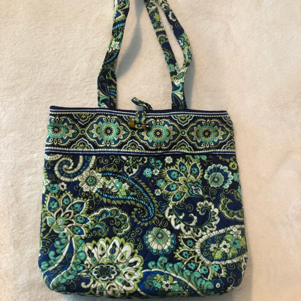 Vera Bradley blue floral/paisley small tote bag